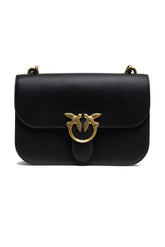 PINKO Black Leather Love Bell Classic Shoulder Bag